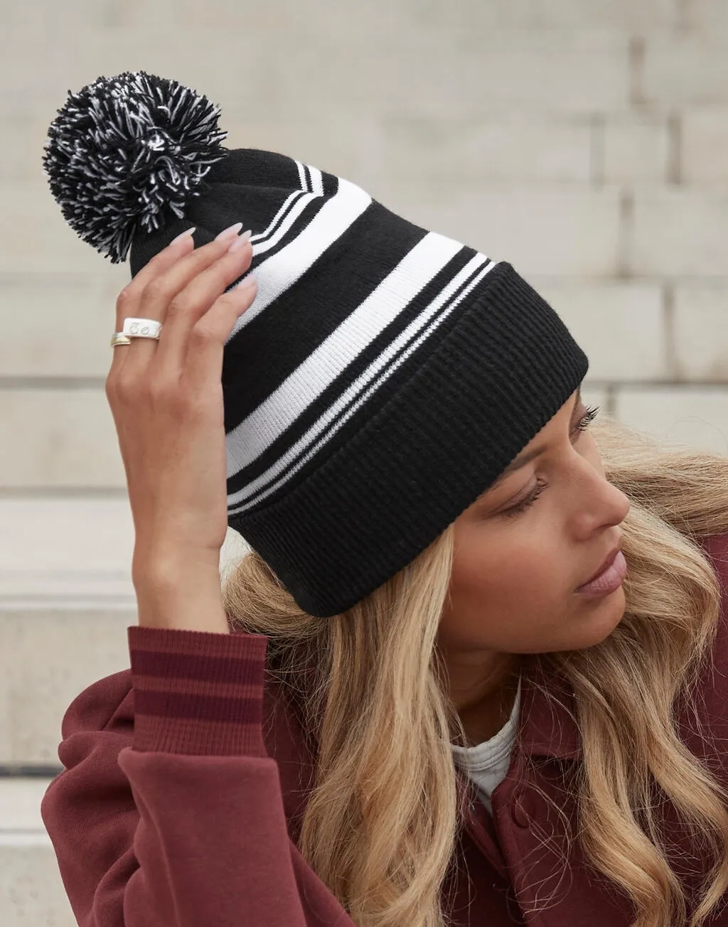 Striped Fan Beanie