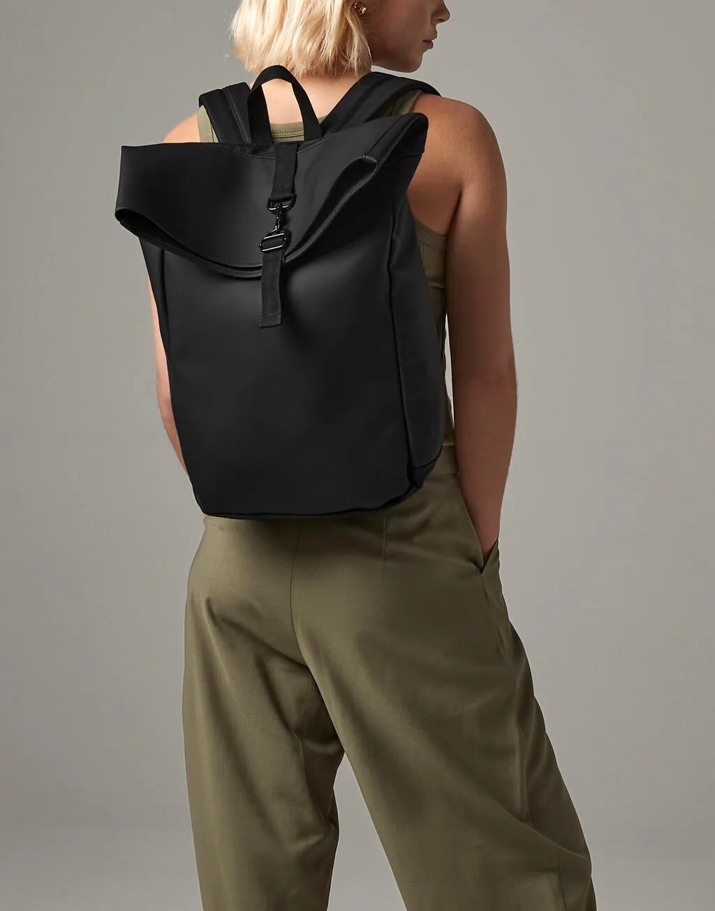 Matte PU Rolltop Backpack