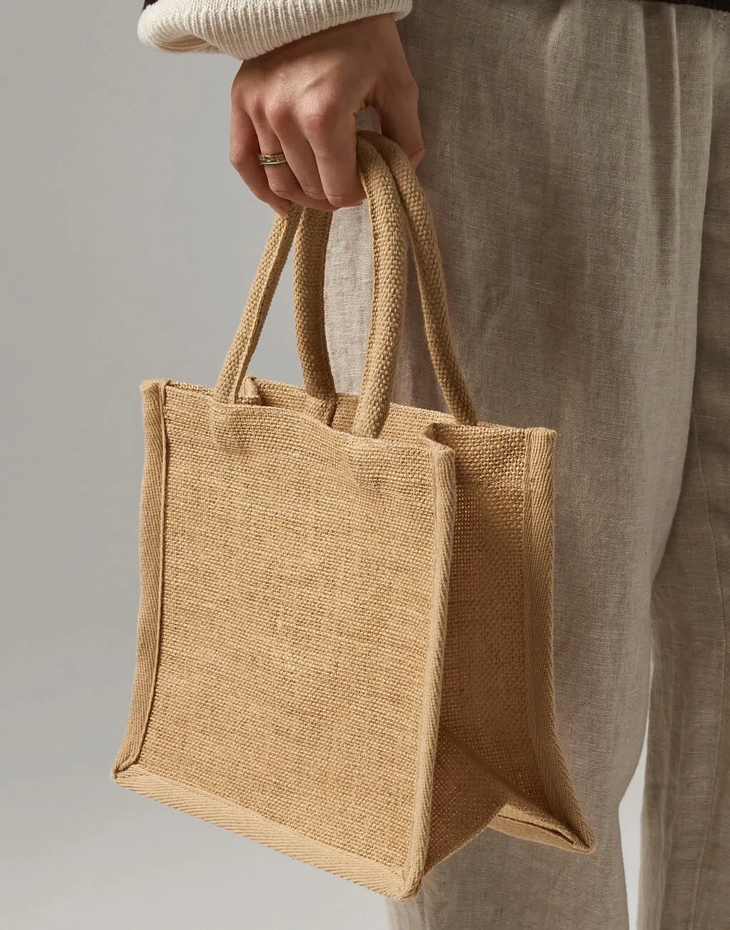 Natural Starched Jute Mini Gift Bag