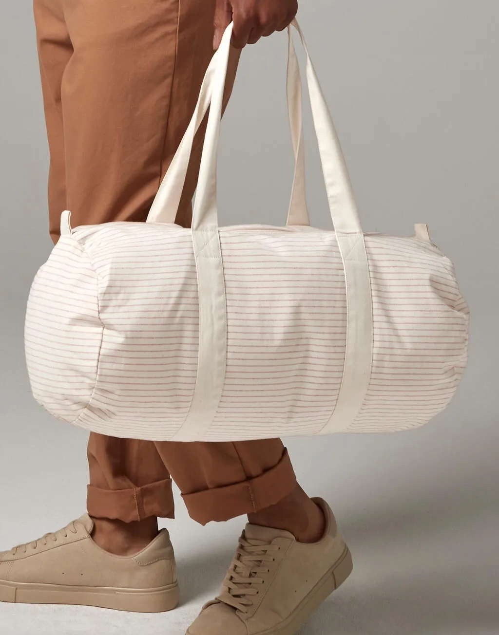 Striped Organic Cotton Barrel Bag