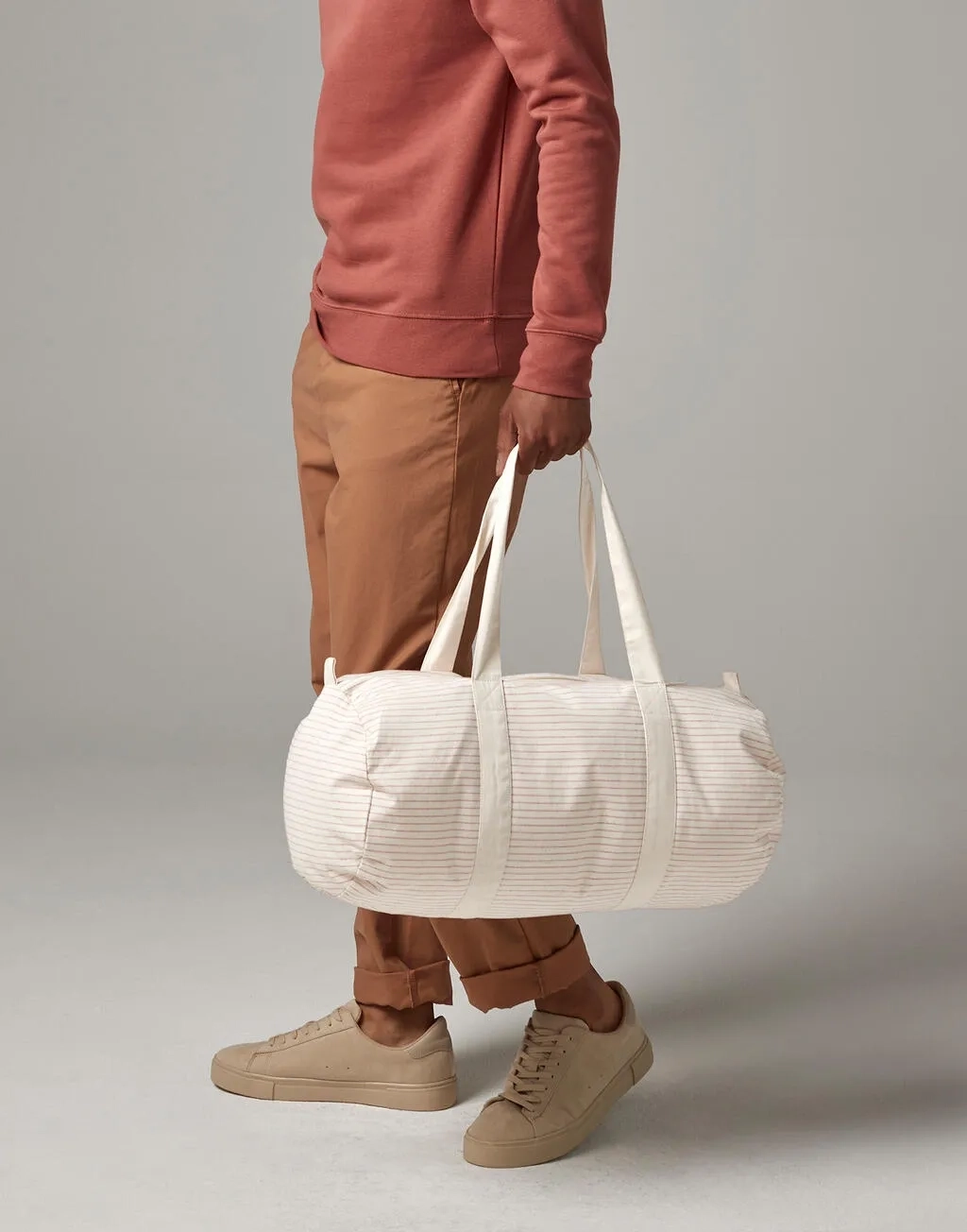 Striped Organic Cotton Barrel Bag