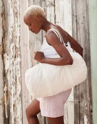 Striped Organic Cotton Barrel Bag