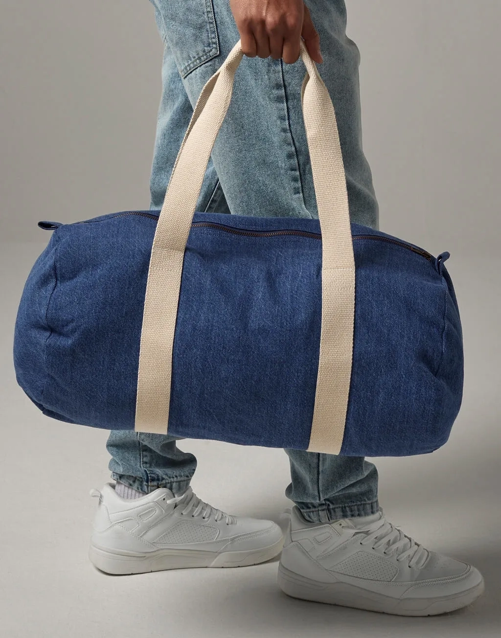 Denim Barrel Bag