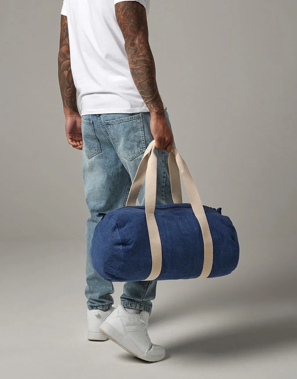 Denim Barrel Bag