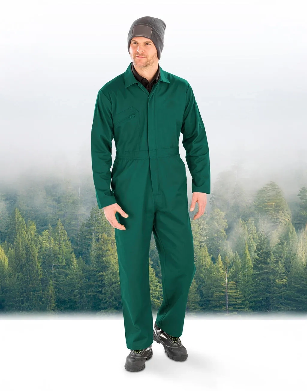 Recycled Action Overall with Zip Front