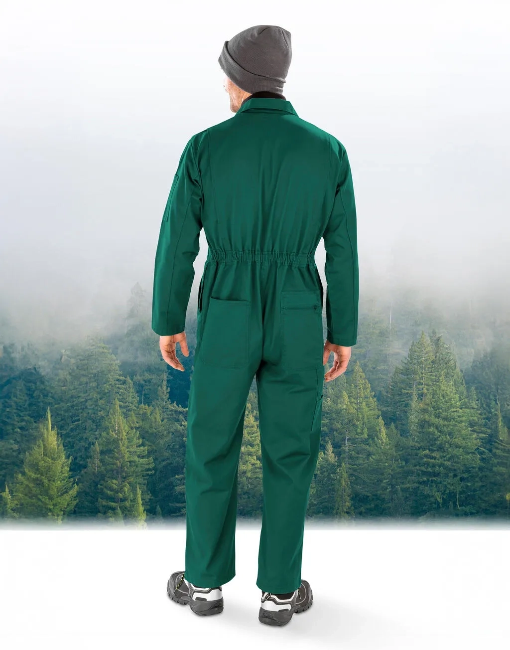 Recycled Action Overall with Zip Front