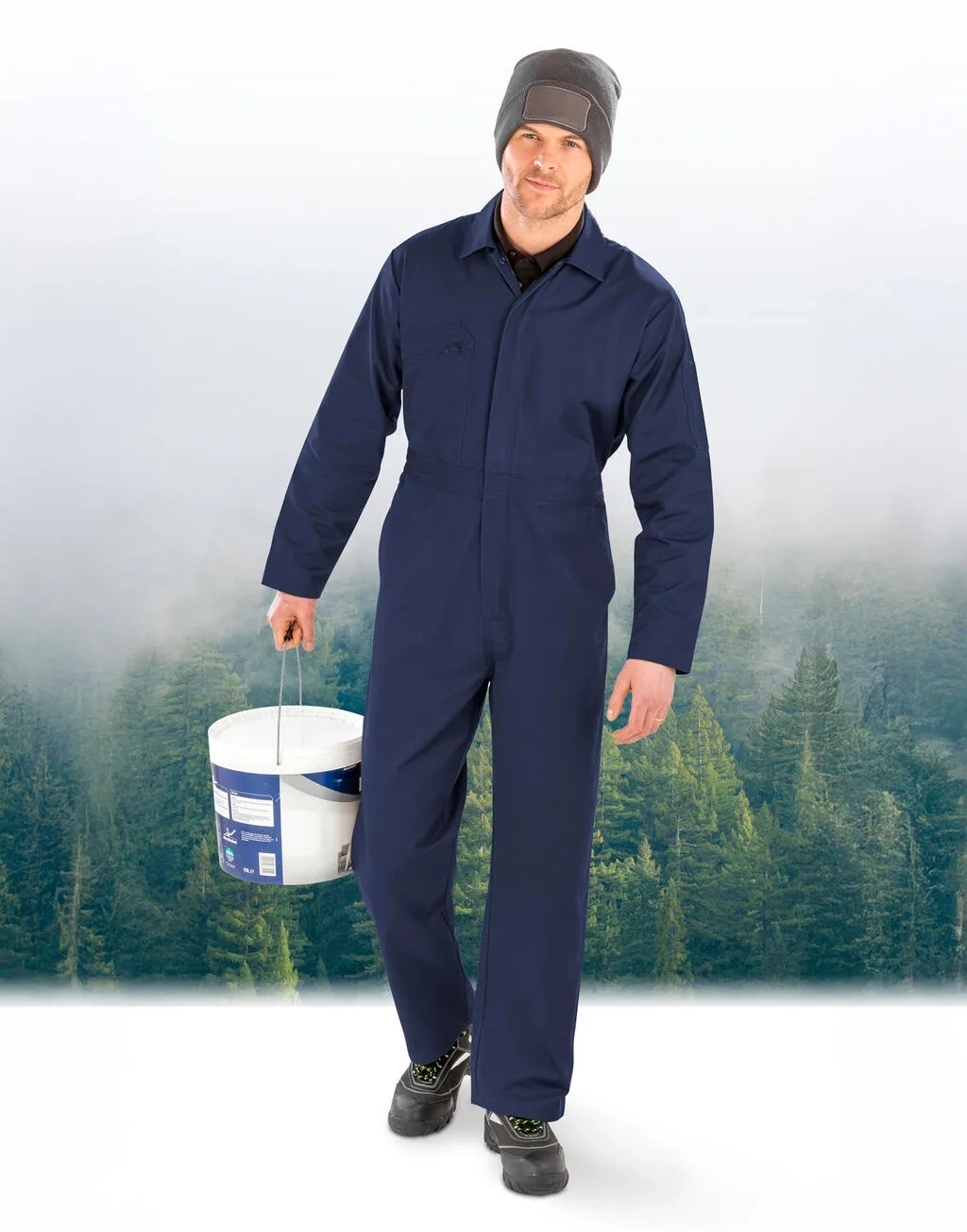 Recycled Action Overall with Zip Front