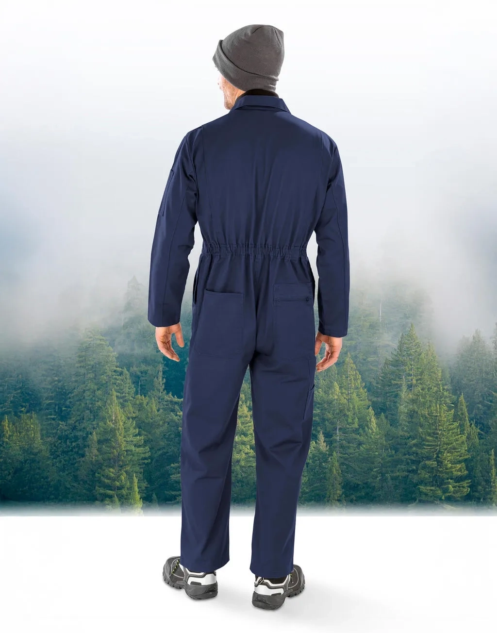 Recycled Action Overall with Zip Front