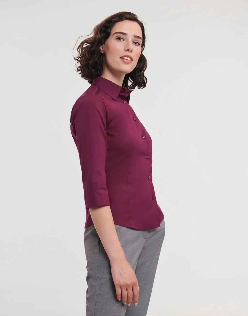 Tailored Blouse with 3/4 Sleeves