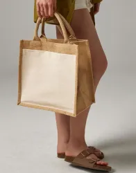 Cotton Pocket Jute Midi Tote