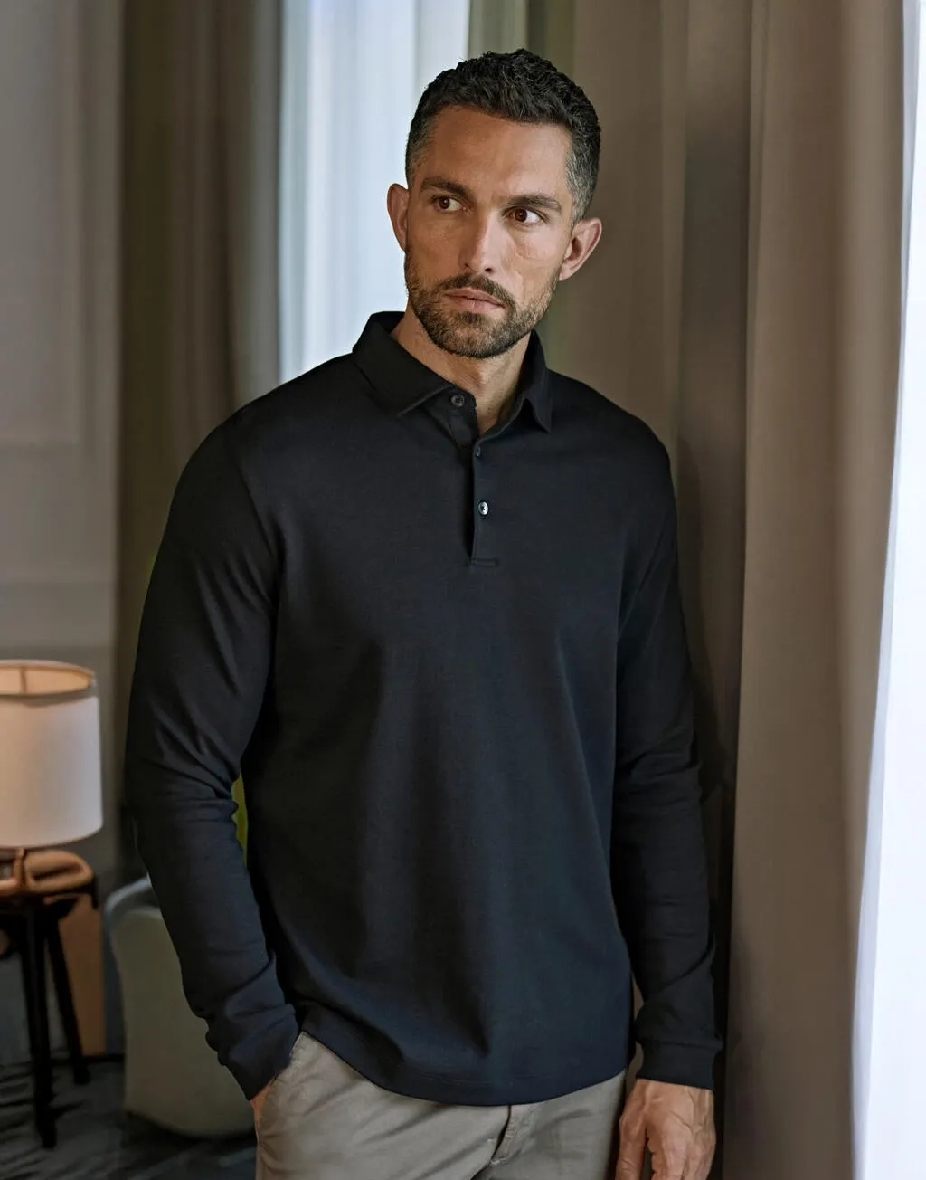 Pima Cotton Long Sleeve Polo