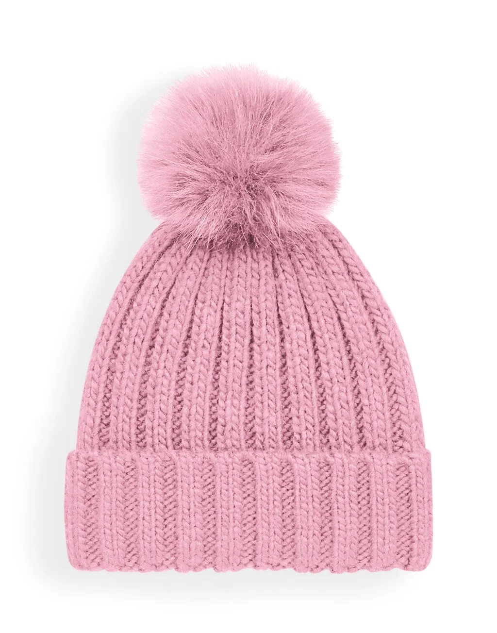 Verbier Fur Pop Pom Chunky Beanie