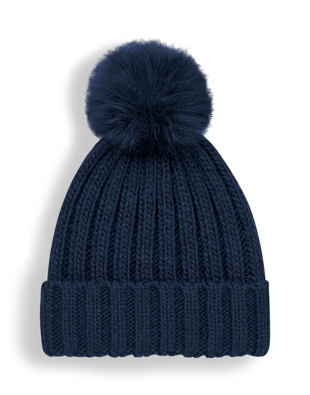 Verbier Fur Pop Pom Chunky Beanie