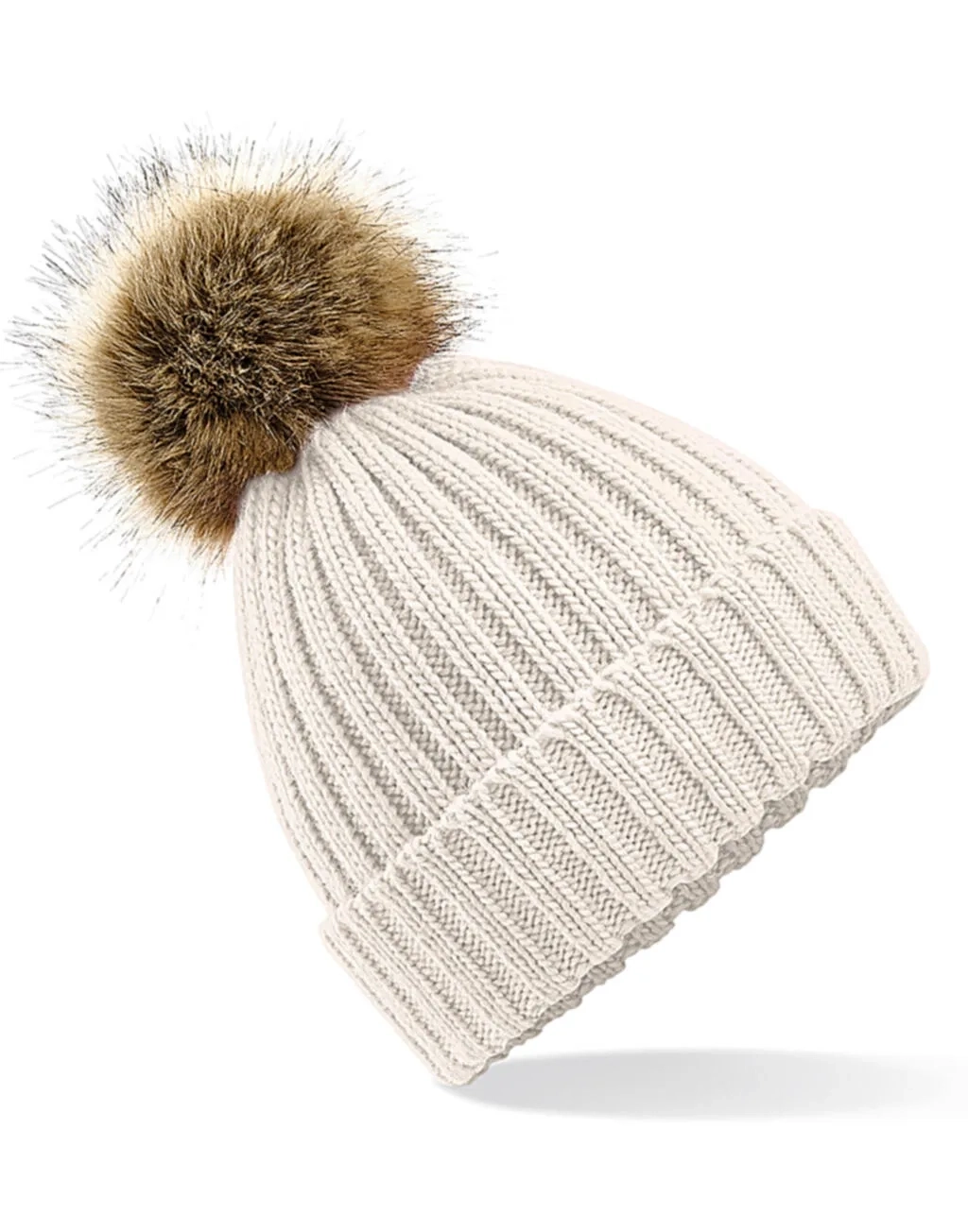 Fur Pop Pom Chunky Beanie