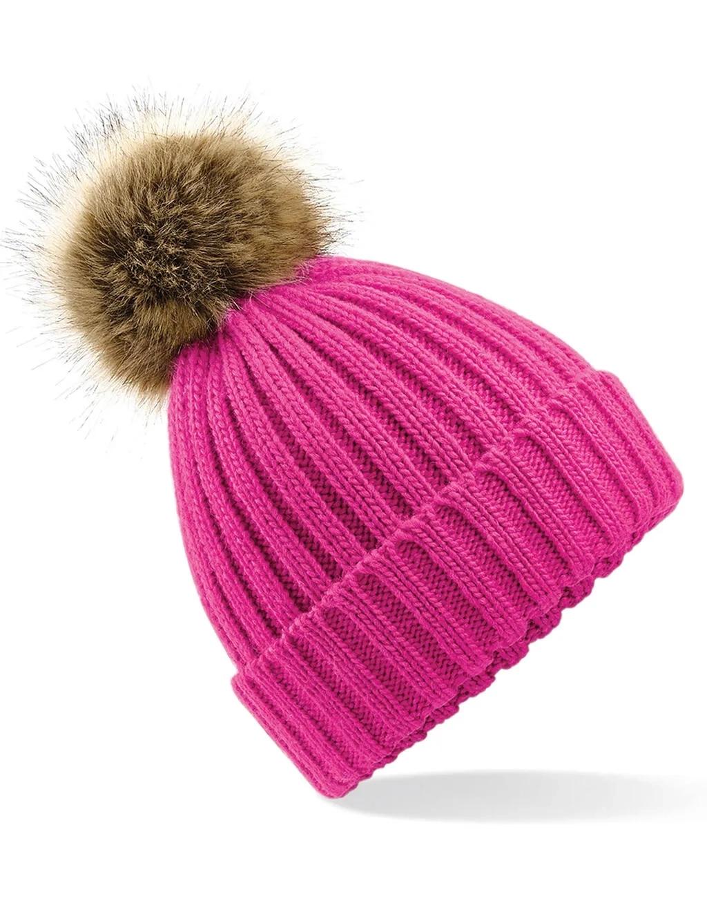 Fur Pop Pom Chunky Beanie