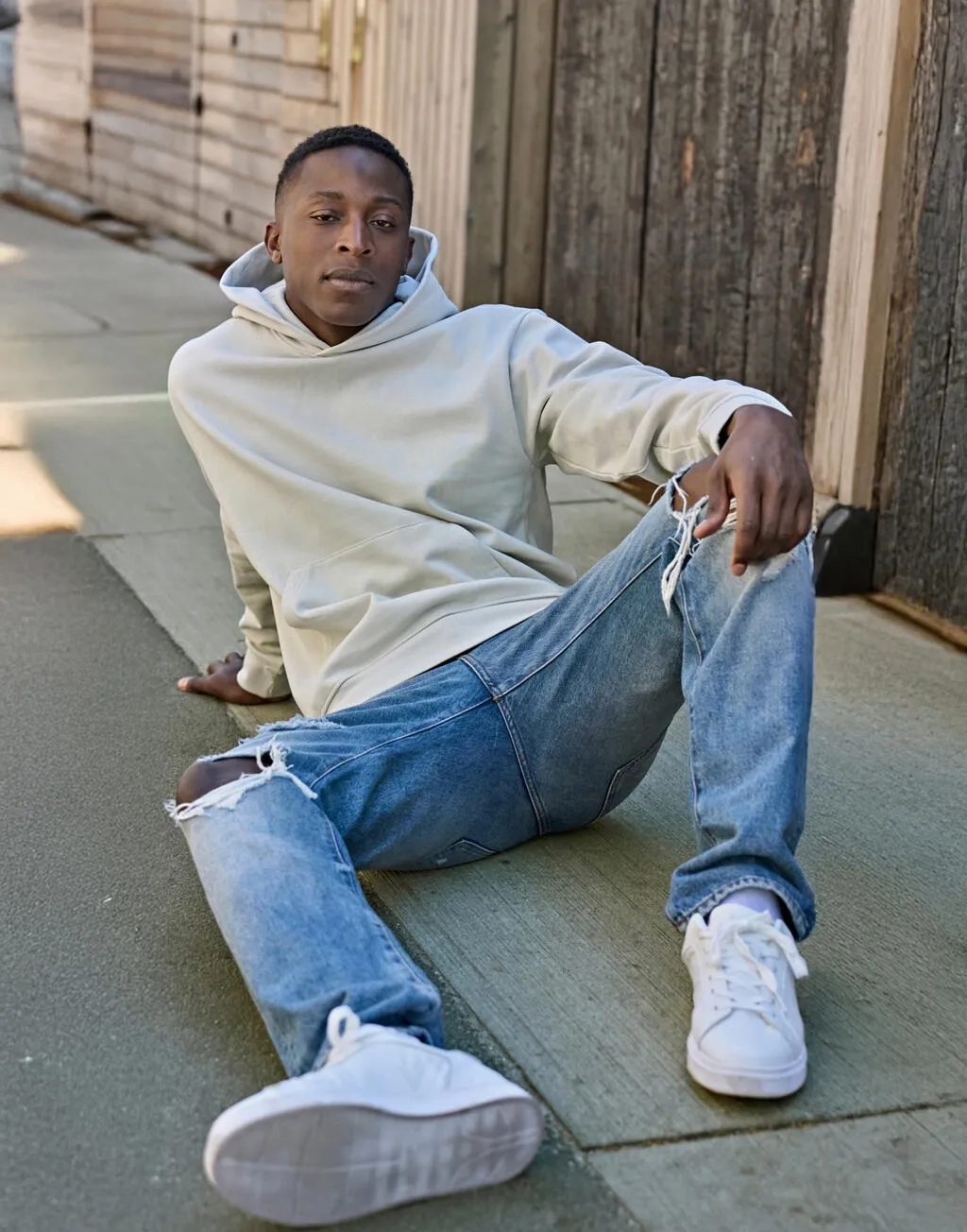 UNLABELED Heavy Loose Fit Hooded Sweatshirt