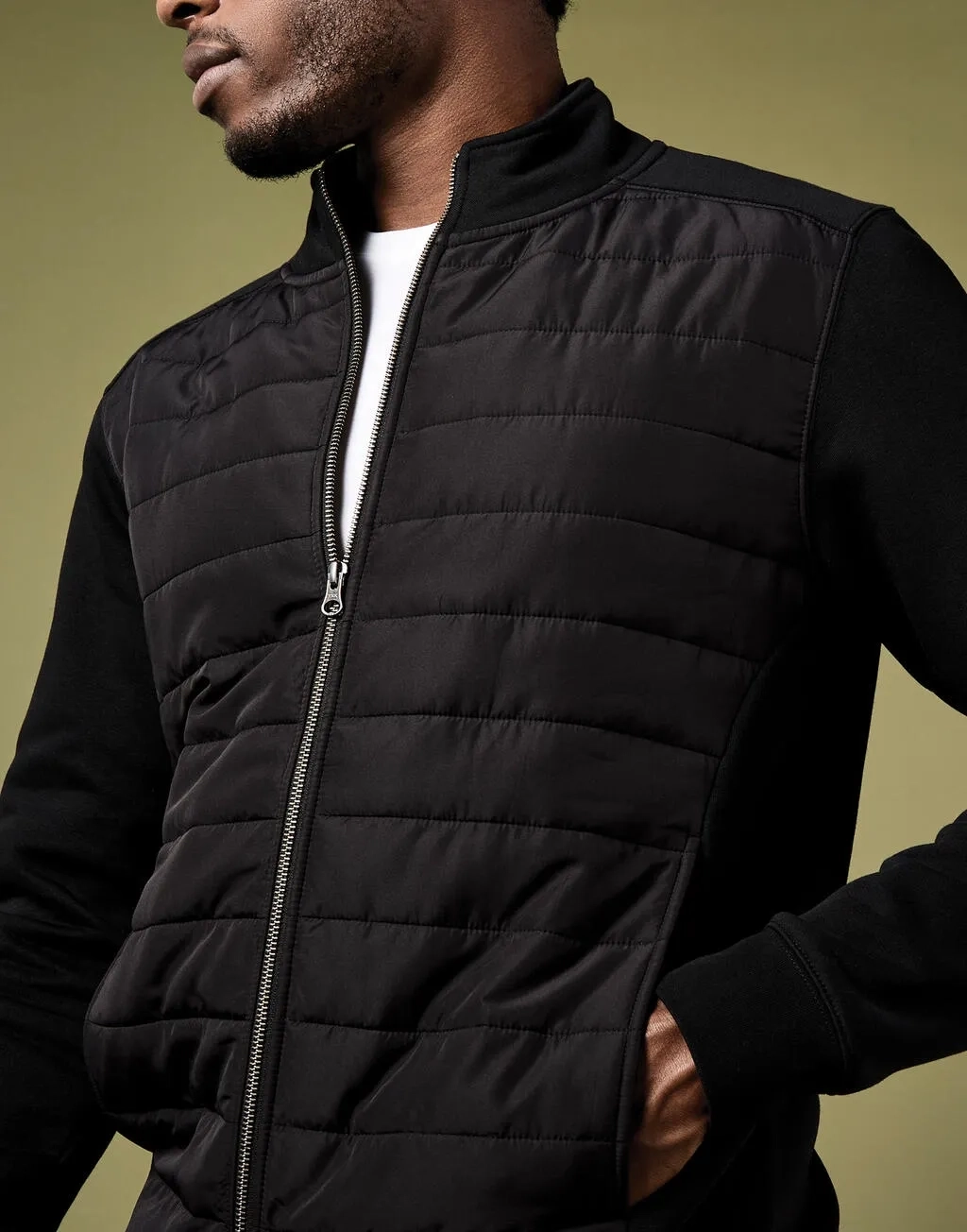 Regular Fit Quilted Full Zip Sweatshirt