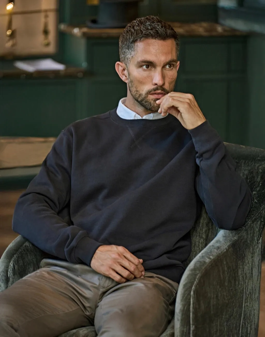 Ribbed Interlock Crew Neck