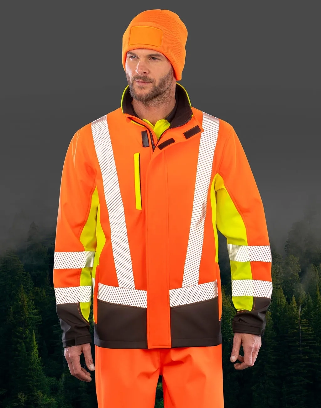 Recycled 3-Layer Printable 3-Tone Safety Softshell