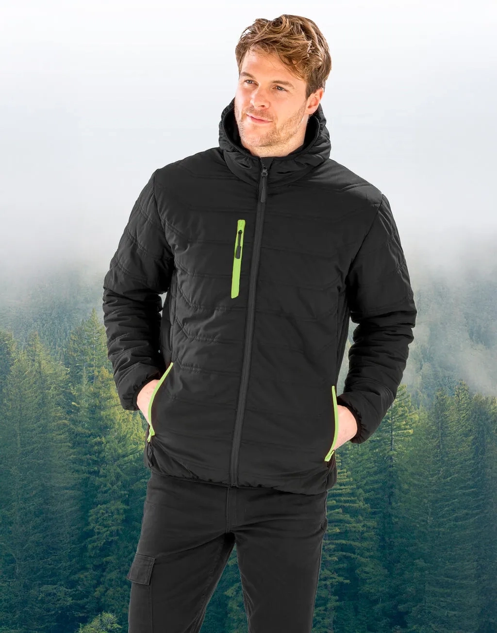 Black Compass Padded Winter Jacket