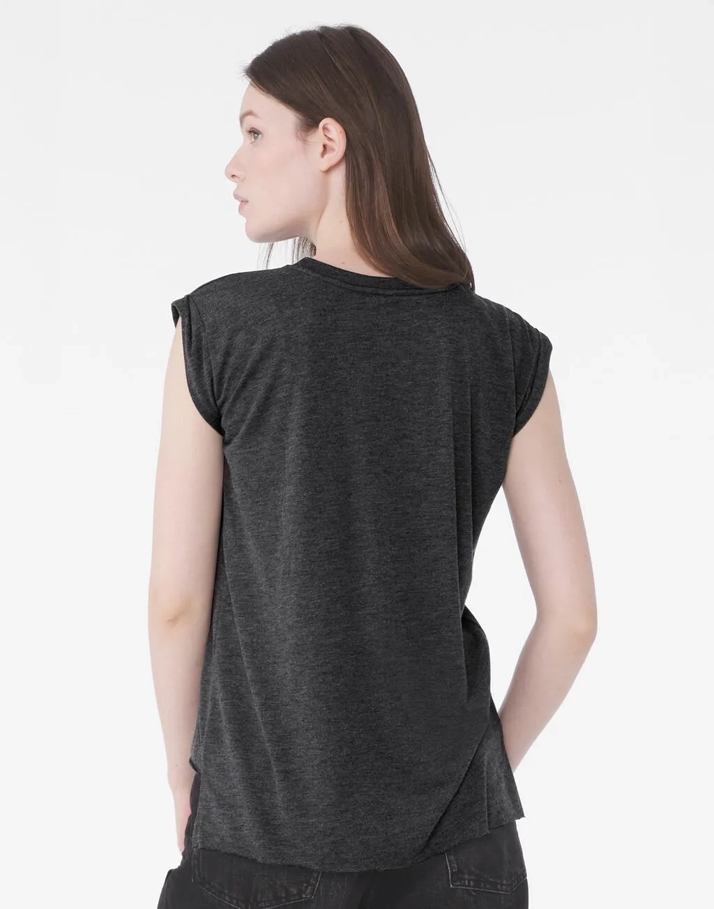 Women's Flowy Muscle Tee Rolled Cuff