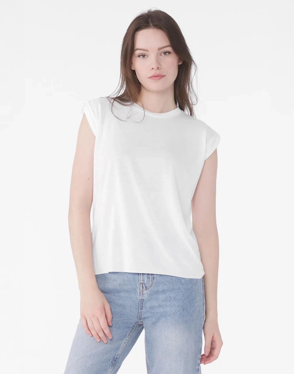 Women's Flowy Muscle Tee Rolled Cuff