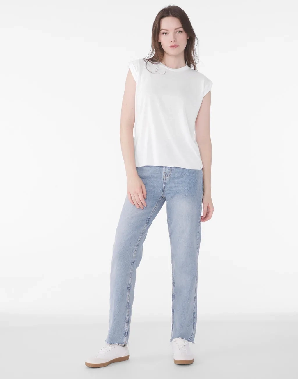 Women's Flowy Muscle Tee Rolled Cuff