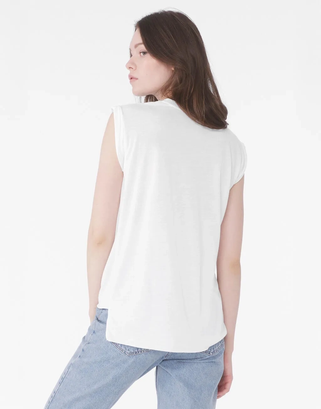 Women's Flowy Muscle Tee Rolled Cuff