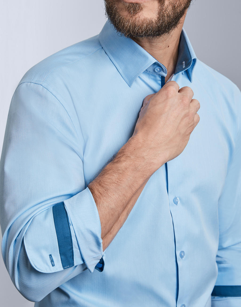 Tailored Contrast Herringbone Shirt LS
