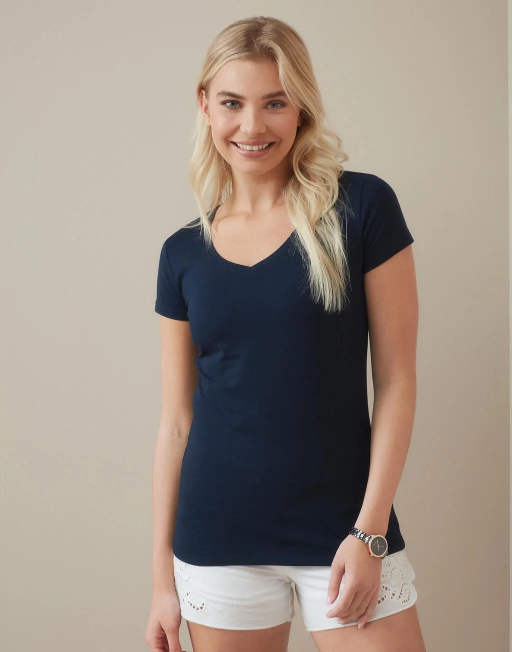 Stretch-T V-neck for women