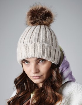 Fur Pop Pom Chunky Beanie