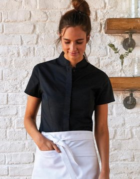Women`s Tailored Fit Mandarin Collar SSL
