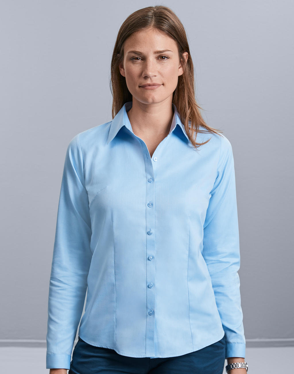 Ladies` LS Herringbone Shirt