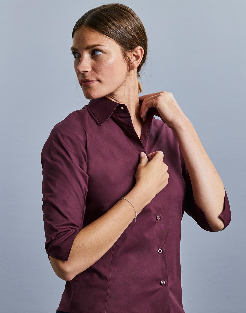 Tailored Blouse with 3/4 Sleeves
