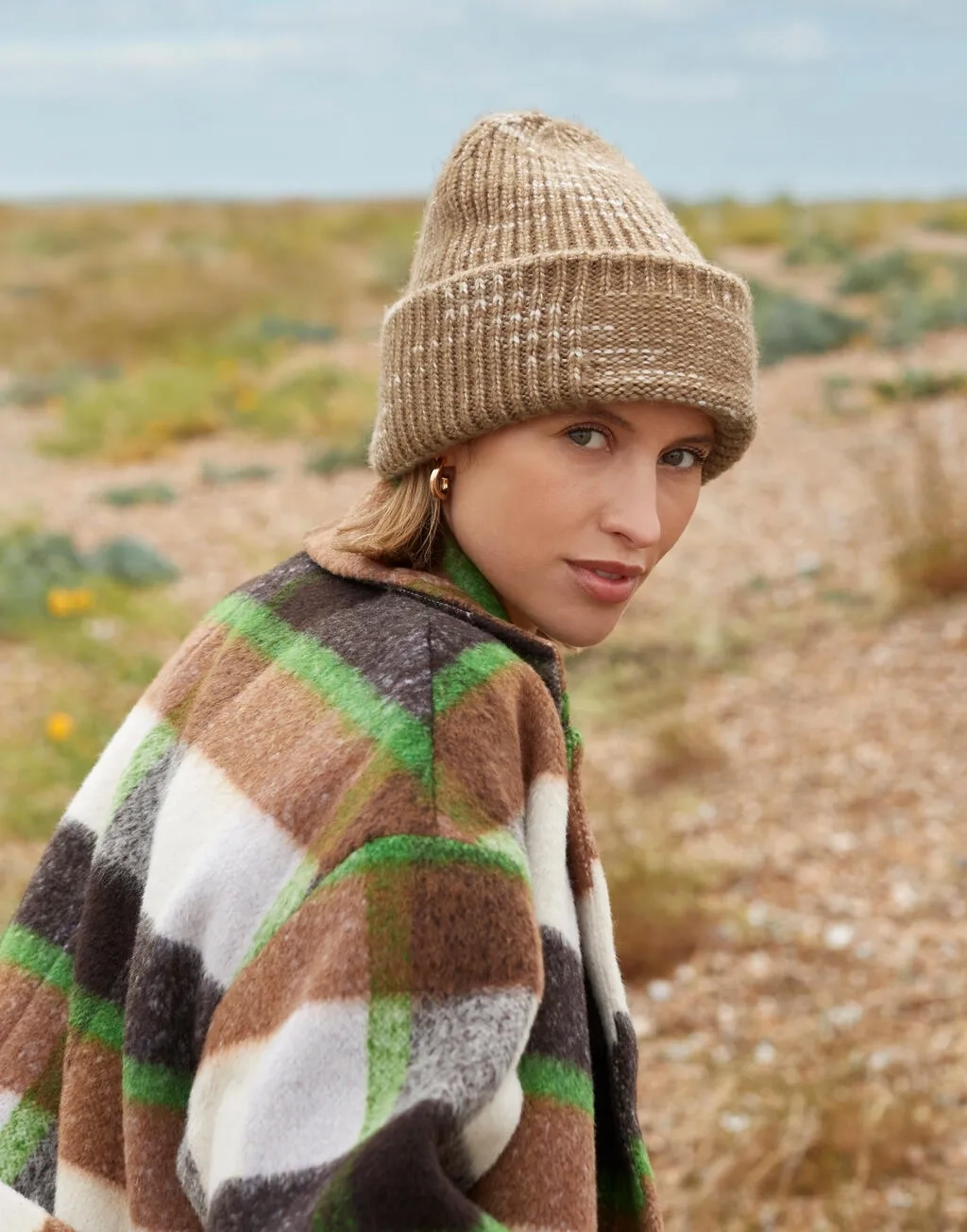 Chunky Knitted Patch Beanie