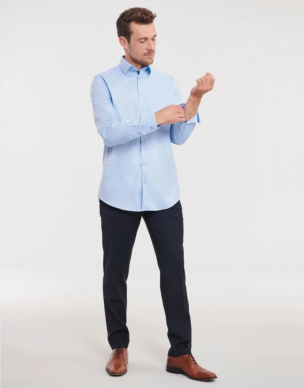 Tailored Contrast Herringbone Shirt LS