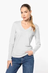 NŐI HOSSZÚ UJJÚ V-NYAKÚ PÓLÓ