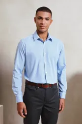 MEN'S LONG SLEEVE GINGHAM COTTON MICROCHECK SHIRT