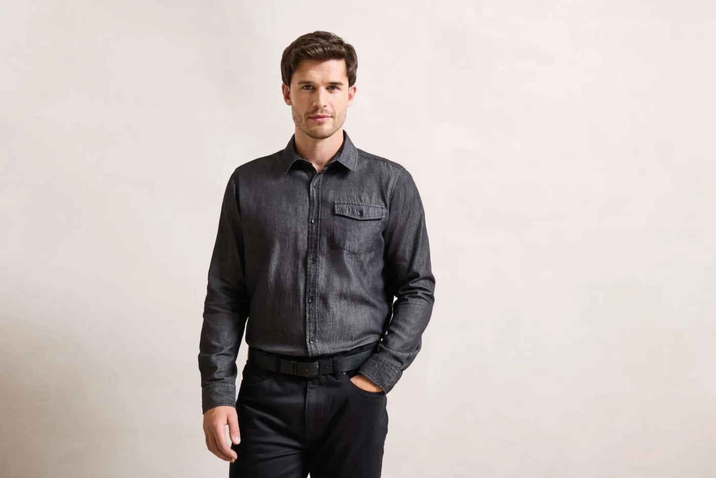 MEN’S JEANS STITCH DENIM SHIRT