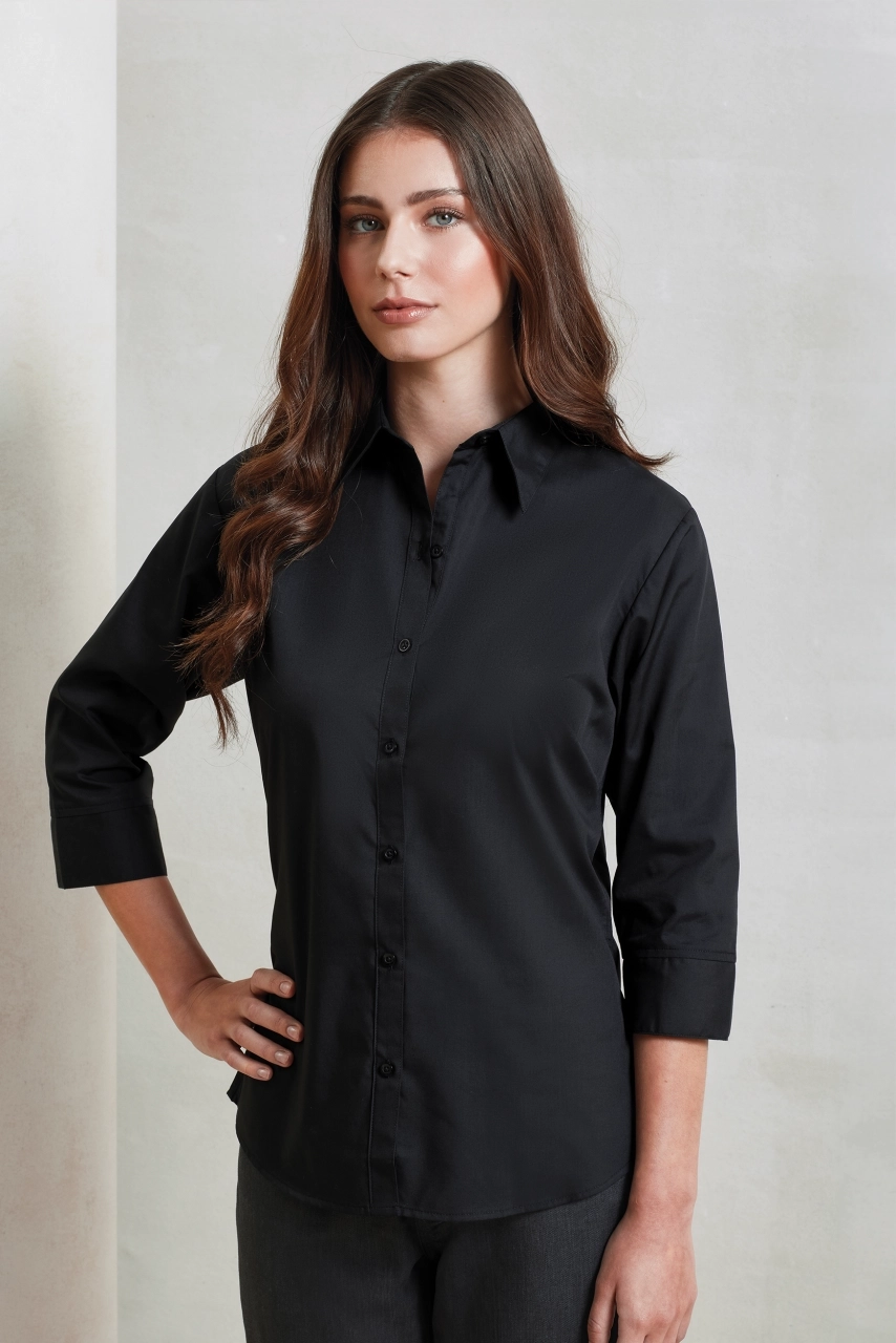 WOMEN'S POPLIN 3/4 SLEEVE BLOUSE