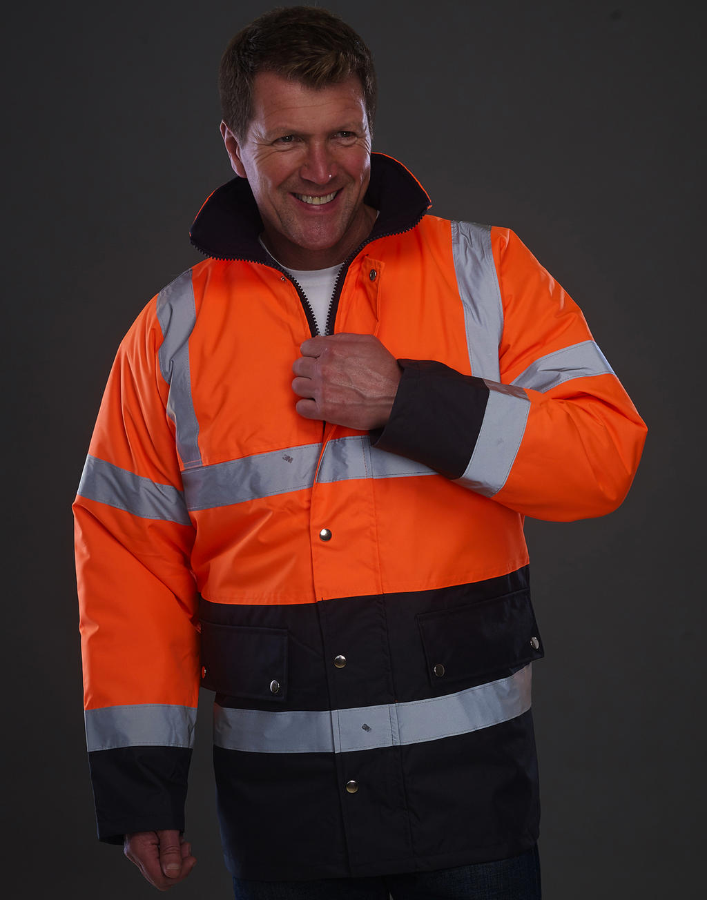 Fluo 2 Tone Motorway Jacket Fluo Orange/Navy, S
