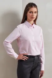 WOMEN'S COTTON RICH OXFORD STRIPES SHIRT