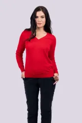 NŐI V-NYAKÚ FINOMKÖTÖTT PAMUT PULÓVER