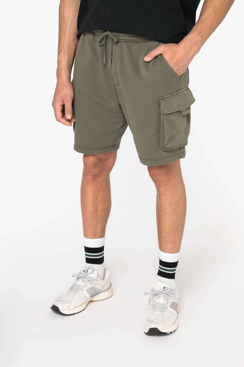 FÉRFI FRENCH TERRY MOSOTT HATÁSÚ CARGO SHORT