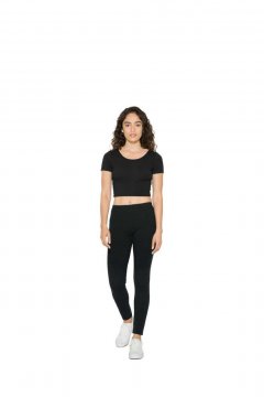 WOMEN'S COTTON SPANDEX SHORT SLEEVE CROP TOP