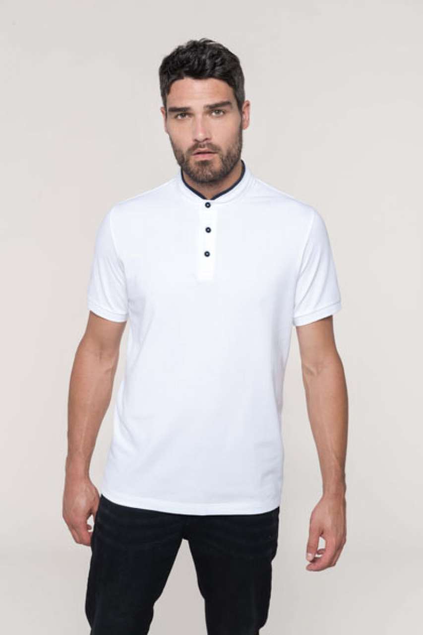 MEN'S SHORT SLEEVE POLO SHIRT WITH MANDARIN COLLAR