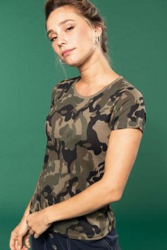 LADIES' SHORT-SLEEVED CAMO T-SHIRT