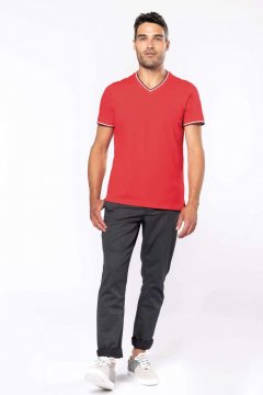 MEN'S PIQUÉ KNIT V-NECK T-SHIRT