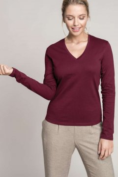 LADIES' LONG-SLEEVED V-NECK T-SHIRT