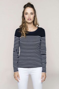 LADIES’ LONG-SLEEVED BRETON STRIPE TOP